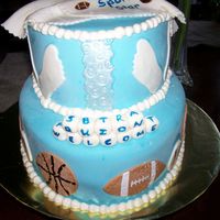 Mommy's Future Sports Star! I made this cake for a friend of a friend. The cake is covered in MMF with MMF accents. I always cover my cakes with plenty of buutercream...