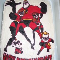 Incredibles Birthday Cake This is my first FBCT. The red is bleeding and the eyes are all awful, but I think it turned out ok. I probably should have tried a smaller...