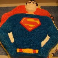 Vintage Superman Cake strawberry cake with buttercream icing using the old superman wilton cake mold. i made this for my boyfriend who loves superman memorabilia...