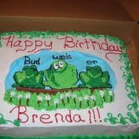 Budweiser Cake I made this cake for a woman who loves frogs but doesn't drink (LOL) and I didn't know it till after the fact but she LOVED it...