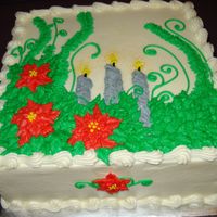 Poinsetta Candle Birthday Cake Winter Birthday