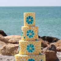 Tile Work Wedding Cake This cake was done for a special request of a blue, yellow, and white color palette. I loved working on this cake because it resembles tile...
