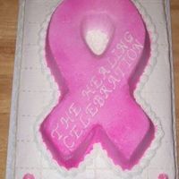 Breast Cancer Ribbon Cake All done in B/C. Ribbon cake is stacked on top of a scored 12x18 sheet cake. The cakes are for a celebration in honor of a Breast Cancer...