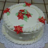 Christmas Cake Red Velvet cake with crusting cream cheese icing (recipe from this site).