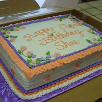 Birthday This was my first "sold" cake! I know it's huge, but the customer wanted a double layer sheet cake.