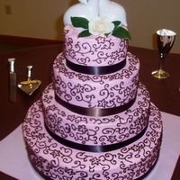 Pink And Brown The bride showed me a photo of cake with this type of scroll work and fondant. She wanted all buttercream with pink and brown color theme....