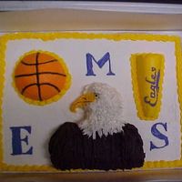Kmcguire - Basketball Cake cake made for 8th grade basketball team at Eldorado Illinois Middle School. White cake with buttercream frosting
