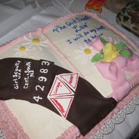 Brownie Investiture Cake Macsmom's rainbowlicious cake covered in buttercream w. fondant accents. I didn't really have time to do this cake but the girls...