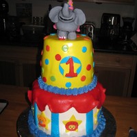 Sammi's Circus--Take 2 Party got cancelled and had to make another circus cake for the new party date. Was much happier with this one, although my first elephant...