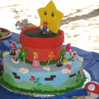 Mario Birthday Fondant accents, but figures are plastic collectibles (the birthday girl's request.) As always, greatly inspired by the Mario cakes on...
