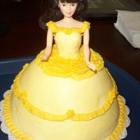 Princess Belle Cake for a little girl who loves yellow and princesses. Butter cake made with wondermold pan, buttercream icing.