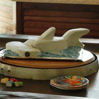 Hammerhead Cake Iced in Buttercream, and of course red velvet inside for dramatic effect :o)