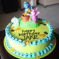 Pablo Cake this was for my son Jake's 2nd birthday. it's a chocolate mousse cake with whipped cream frosting. i like buying toys to use for...