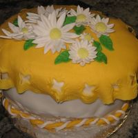 Img_0170.jpg Cake is made out of Fondant. So are the daisy flowers.