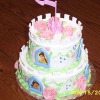 Disney Princess Cake Birthday cake for a little girl-roses are not the best-go figure-but I thought they would work-pretty simple cake-2 8", 2 6"-
