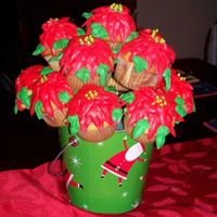 Poinsettia Cupcake Centerpiece Centerpiece made from poinsettia cupcakes