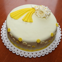 Birthday Cake For My Sister In Law chocolate cake with ganache, covered in MMF; border, flowers- MMF