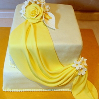 Yellow Fondant Drape Wedding Cake 