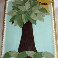 Tree & Star This cake was for someone who earned a Star award - the organizations logo is a tree. Its an 11x15 sheet cake with buttercream. Fondant...