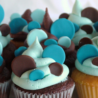 Polka Dot Cupcakes BC icing and fondant dots (extra from my dot cake)