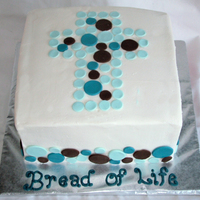 Dotted Cross 8" square BC cake with fondant dots. Thanks to gakruchten for the inspiration for this cake! I loved yours :)
