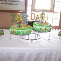 Jungle_Animals_Cake.jpg This cake I made for a friend, one of the cakes is almond and the other is butter flavor and the frosting is butter cream. the cupcakes are...