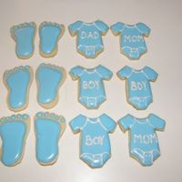 Boy Baby Shower Cookies NFSC with Antonia74 icing. No cookie cutters, so I free handed a stencil to follow on the chilled dough.