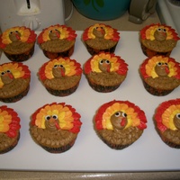 My First Turkeys This is my first attempt at the turkey cupcakes. I am proud!!! Thanks for all the inspiration!!!