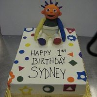 Sydney's Cake My eebee cake for a 1st birthday. Eebee looks a little squat. Not bad for my frist time making a large figurine out of rice crispies.