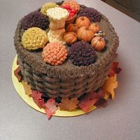 Thanksgiving This was the cake I did for the cake decorating class I took. It was my first experience using fondant.