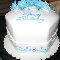 Blue And White Birthday 40th Birthday Cake