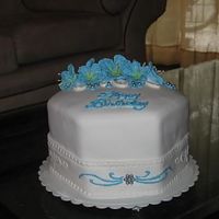 40Th Birthday Cake Blue and white elegant birthday cake