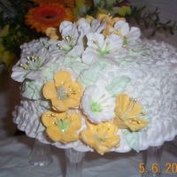 Yellow And White Flowers On Lace yellow and white cake