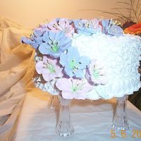 Purple And Pink Royal Flowers On Lace pink and purple on white lace