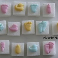 Sugar Cubes I made these for a babyshower - sugarcubes that will sit on the tea and coffee table. The details are made from fondant. This photo makes...