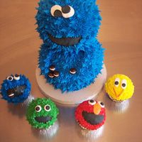 Cookie Monster And Friends Cookie monster is a cake and the lil guys are all cupcakes!
