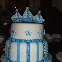 Blue And White A cake for triplets