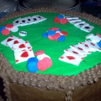 Poker Table This is the first poker table i did. I made the cards and chips out of mmf. the ckae is a 14 layer vanilla with chocolate frosting.