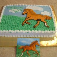Horse Birthday Cake frozen buttercream transfer