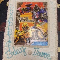 Transformers Cake White cake colored blue with bbc icing.