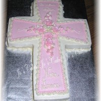 Baptism Cake For Girl All buttercream - "On your baptism" at the top (can't see it well in the picture)
