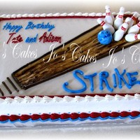 Bowling Cake Buttercream iced with MMF pins and bowling ball.