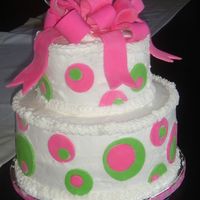 1St Birthday This one was for my niece's first birthday. buttercream with hot pink and lime green fondant polka dots.