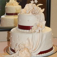 Brothers Wedding Wasc w/bavarian cream filling covered in buttercream icing then fondant. I was honored to have made this for my brother that meaning it was...