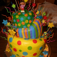 Dora Topsy Turvy Large stars and stripes are fondant...small stars and spirals are candles