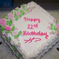 Pink Roses pink roses square buttercreme cake