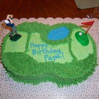 Golf Cake I did this for my Dad's Birthday. The cake is done with two 8" rounds.