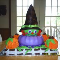 Halloween Birthday Cake This is a cake I did for a 3yr old that was having her party at a pumpkin patch. Her mom wanted a pumpkin patch theme with a cute witch on...