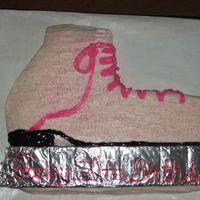 Ice Skate made template out of cardstock. blade made out of cardboard and covered with foil