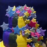 Stars Birthday Cake My niece wanted this cake for her birthday this past weekend. The colors of the buttercream stripes matched the fondant stars until the...